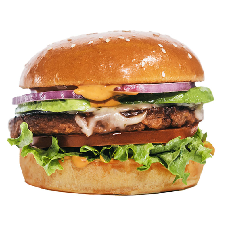 plant-based burger, avocado