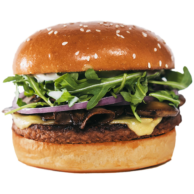 plant-based burger, mushroom