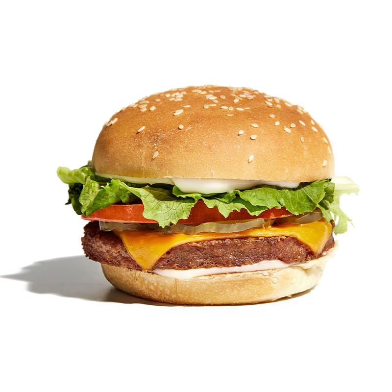 plant-based burger, cheeseburger