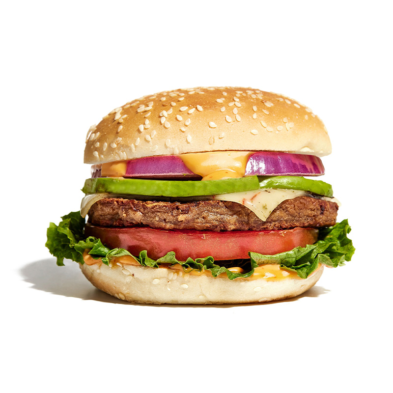 plant-based burger, avocado