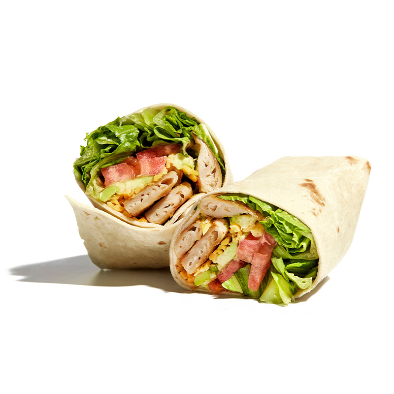 plant-based chicken, chicken wrap