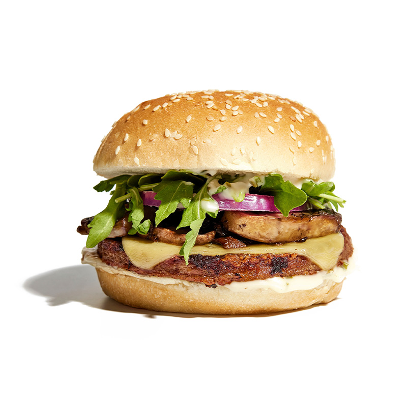 plant-based burger, mushroom